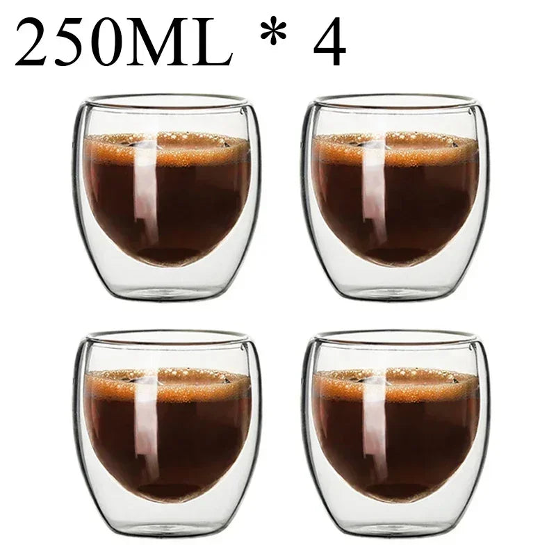 2-18PCS Double Wall High Borosilict Glass Hrnky na hrnečky na rejnoky, čaj, kávu, mléko a džusy, dárková sada nápojového zboží Creative Bar