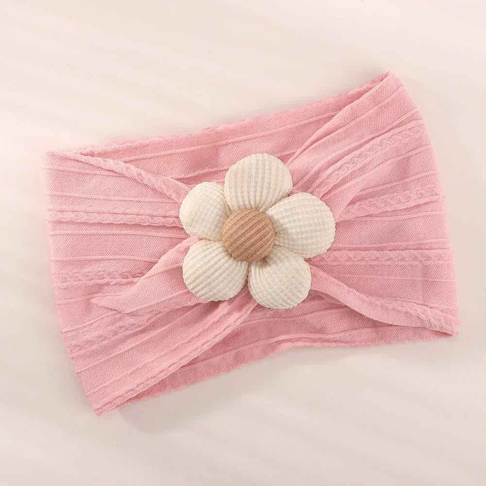 1Pc Baby Nylon Headscarf ? Ruční květinová čelenka pro novorozené dívky, batole elastické vlasy Turban