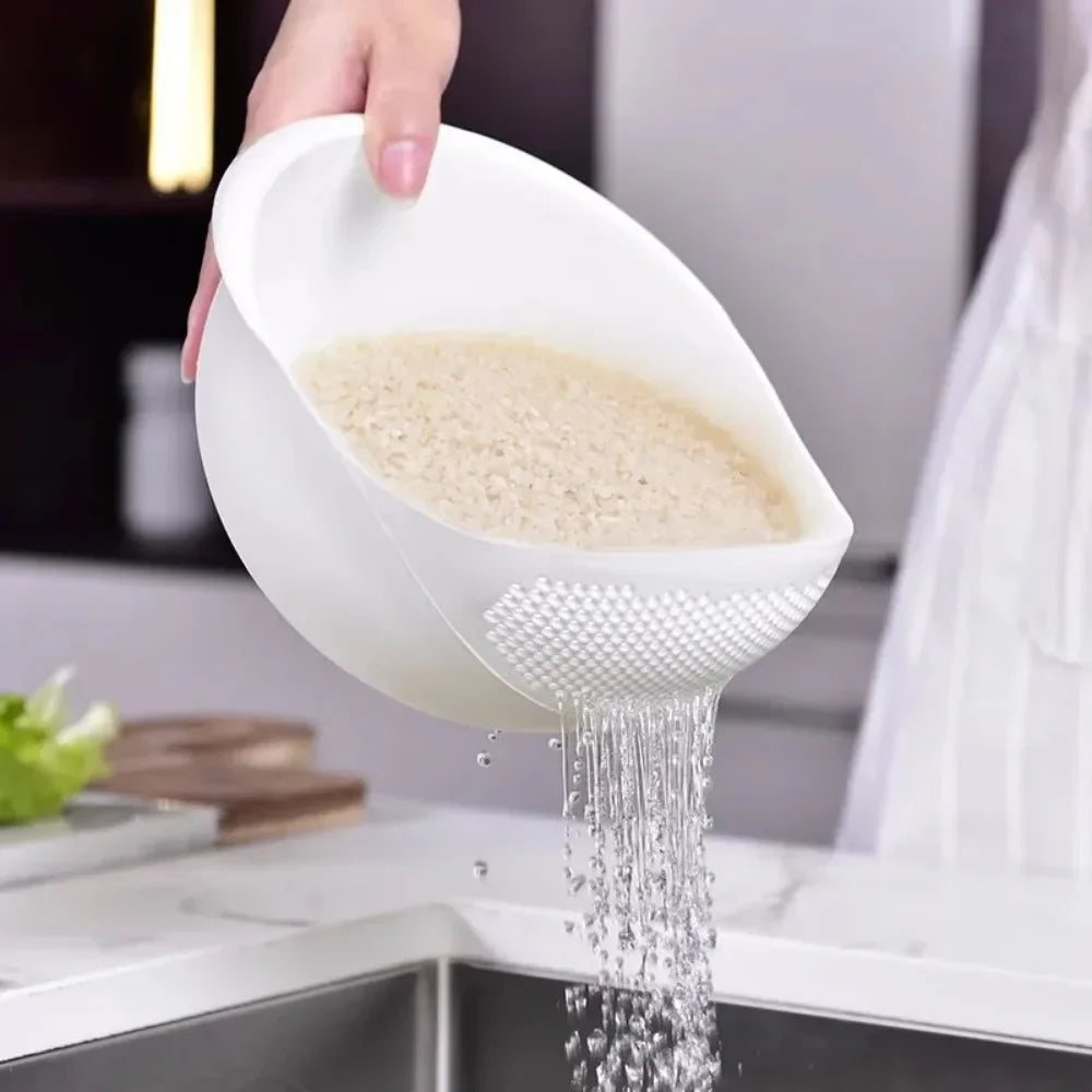 1PC Plastová rýže Sieve & Drain Košík s rukojetí Multi-Purpose Kuchyň Smyčcová mísa na mytí rýže, zeleniny a ovoce