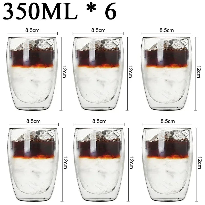 2-18PCS Double Wall High Borosilict Glass Hrnky na hrnečky na rejnoky, čaj, kávu, mléko a džusy, dárková sada nápojového zboží Creative Bar