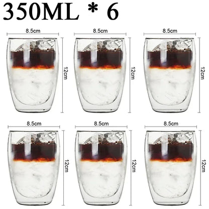 2-18PCS Double Wall High Borosilict Glass Hrnky na hrnečky na rejnoky, čaj, kávu, mléko a džusy, dárková sada nápojového zboží Creative Bar